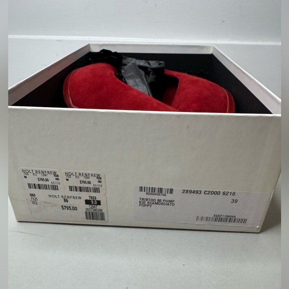 Saint Laurent Red/Coral Suede Tribtoo Platform Pumps – Size 39 - Picture 7 of 17